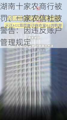 湖南农商行及农信社账户管理违规频发，多家机构遭罚及警告处理